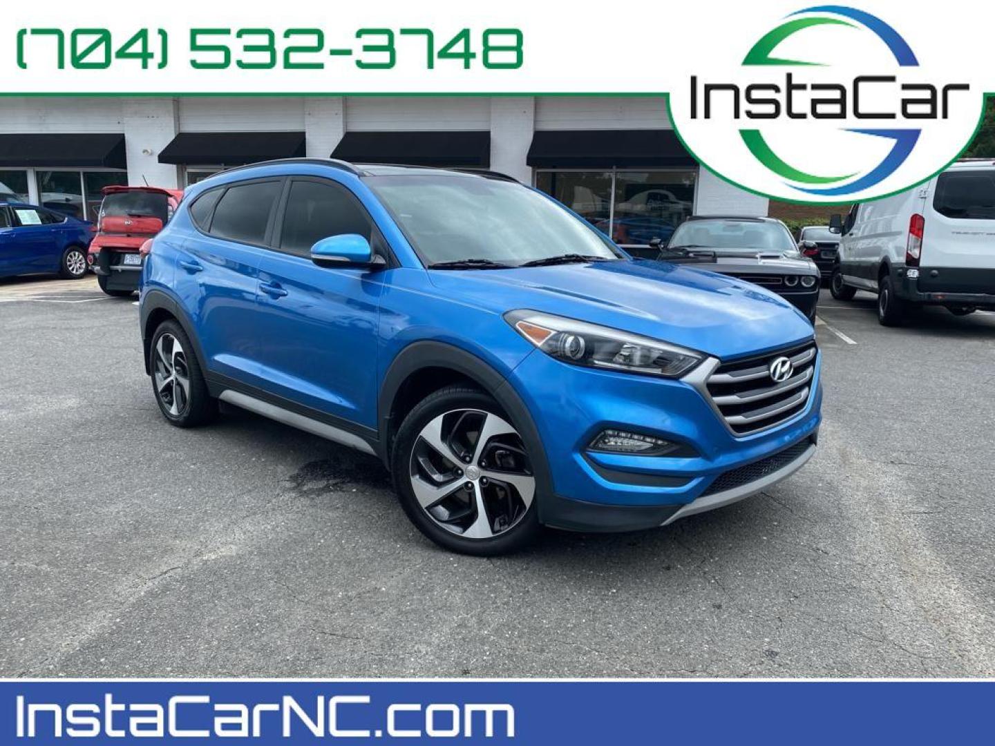 2018 Caribbean Blue /Black Hyundai Tucson Value (KM8J33A24JU) with an L4, 1.6L engine, 7-speed auto-shift manual transmission, located at 3147 E Independence Blvd, Charlotte, NC, 28205, 35.200268, -80.773651 - <b>Equipment</b><br>The satellite radio system in this vehicle gives you access to hundreds of nation-wide radio stations with a clear digital signal. This 2018 Hyundai Tucson keeps you comfortable with Auto Climate. The rear parking assist technology on the Hyundai Tucson will put you at ease whe - Photo#0