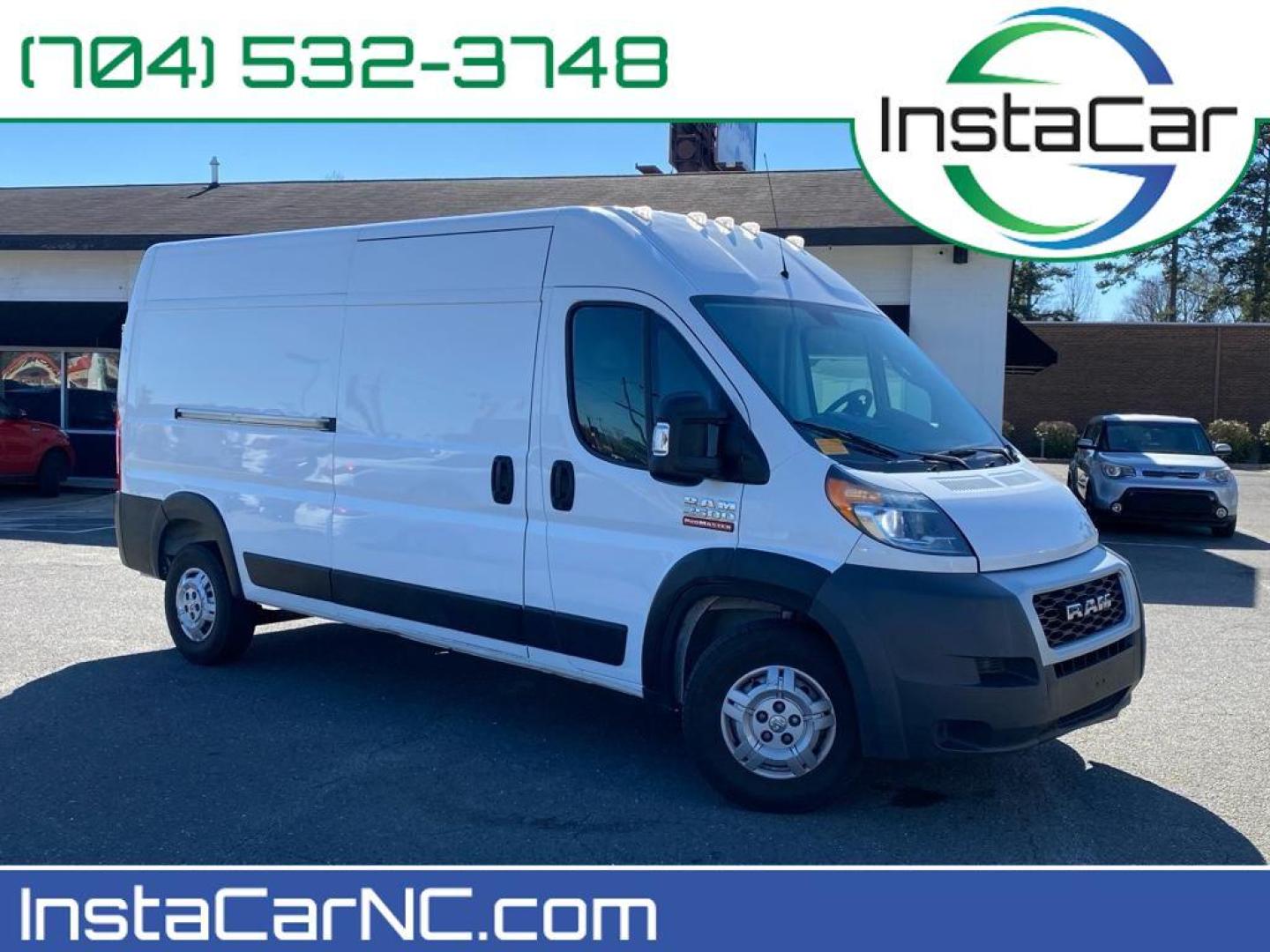 2020 Bright White Clearcoat /Black Ram ProMaster 2500 High Roof (3C6TRVDG7LE) with an V6, 3.6L engine, 6-speed automatic transmission, located at 3147 E Independence Blvd, Charlotte, NC, 28205, 35.200268, -80.773651 - <b>Equipment</b><br>This Ram ProMaster 2500 is equipped with the latest generation of XM/Sirius Radio. See what's behind you with the back up camera on this vehicle. Bluetooth technology is built into this model, keeping your hands on the steering wheel and your focus on the road. The state of the a - Photo#0