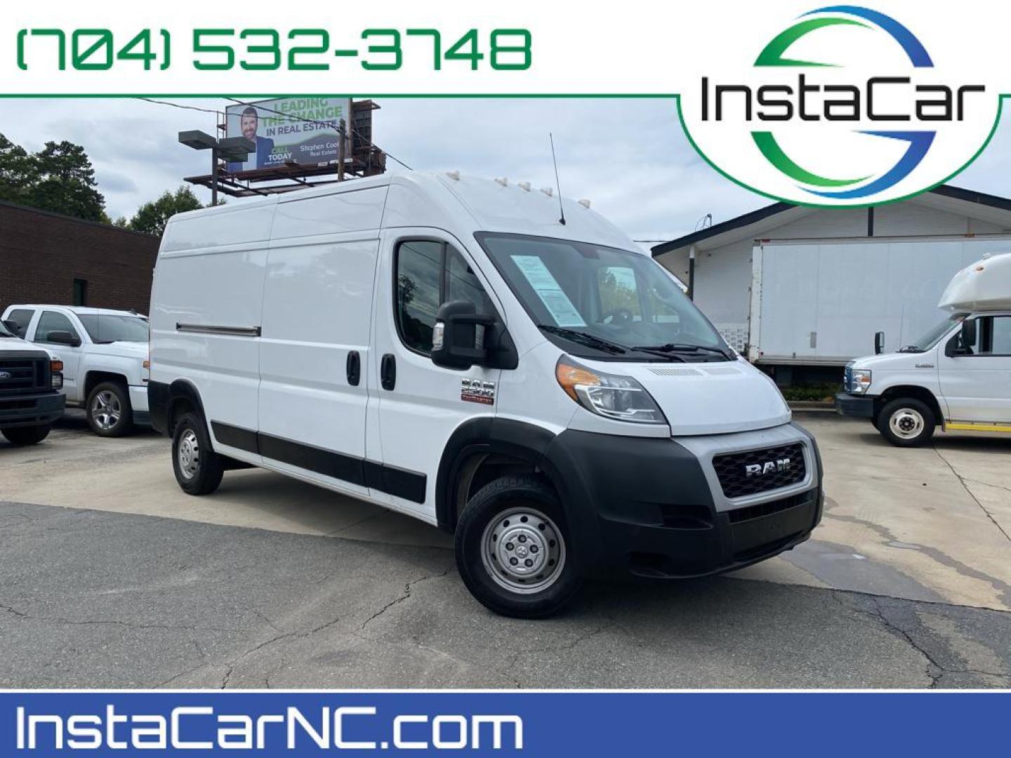 2021 Bright White Clearcoat /Black Ram ProMaster 2500 High Roof (3C6LRVDG8ME) with an V6, 3.6L engine, 6-speed automatic transmission, located at 3147 E Independence Blvd, Charlotte, NC, 28205, 35.200268, -80.773651 - <b>Equipment</b><br>Protect the Ram ProMaster 2500 from unwanted accidents with a cutting edge backup camera system. This vehicle is a certified CARFAX 1-owner. This unit features a hands-free Bluetooth phone system. Quickly unlock this model with keyless entry. Set the temperature exactly where you - Photo#0