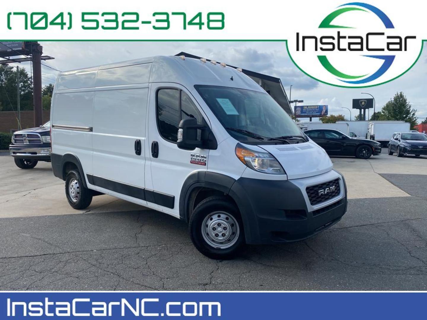 2019 Bright White Clearcoat /Black Ram ProMaster 1500 High Roof 136WB (3C6TRVBG8KE) with an V6, 3.6L engine, 6-speed automatic transmission, located at 3147 E Independence Blvd, Charlotte, NC, 28205, 35.200268, -80.773651 - <b>Equipment</b><br>It features a hands-free Bluetooth phone system. See what's behind you with the back up camera on this 2019 Ram ProMaster 1500 . This unit shines with clean polished lines coated with an elegant white finish. The Ram ProMaster 1500 has a V6, 3.6L high output engine. Maintaining a - Photo#0