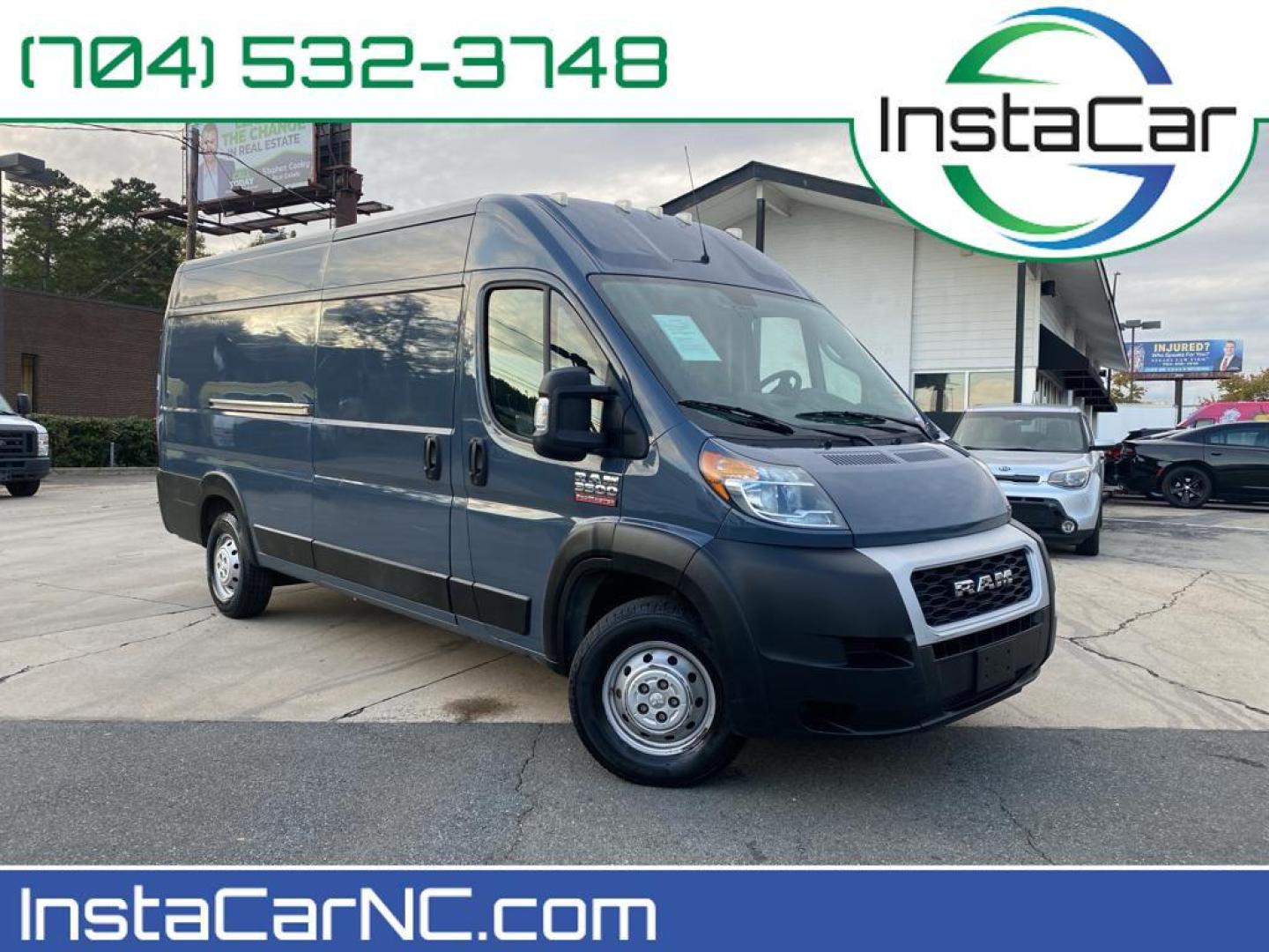 2019 Blue /Black Ram ProMaster 3500 High Roof (3C6URVJG9KE) with an V6, 3.6L engine, 6-speed automatic transmission, located at 3147 E Independence Blvd, Charlotte, NC, 28205, 35.200268, -80.773651 - <b>Equipment</b><br>Bluetooth technology is built into it, keeping your hands on the steering wheel and your focus on the road. This vehicle is a certified CARFAX 1-owner. See what's behind you with the back up camera on this unit. This vehicle has a V6, 3.6L high output engine. This 2019 Ram ProMas - Photo#0