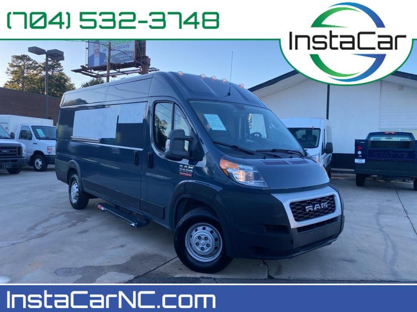 2019 Patriot Blue Pearlcoat /Black Ram ProMaster 3500 High Roof (3C6URVJG4KE) with an V6, 3.6L engine, 6-speed automatic transmission, located at 3147 E Independence Blvd, Charlotte, NC, 28205, 35.200268, -80.773651 - <b>Equipment</b><br>See what's behind you with the back up camera on this Ram ProMaster 3500. Our dealership has already run the CARFAX report and it is clean. A clean CARFAX is a great asset for resale value in the future. This 2019 Ram ProMaster 3500 features a hands-free Bluetooth phone system. - Photo#0