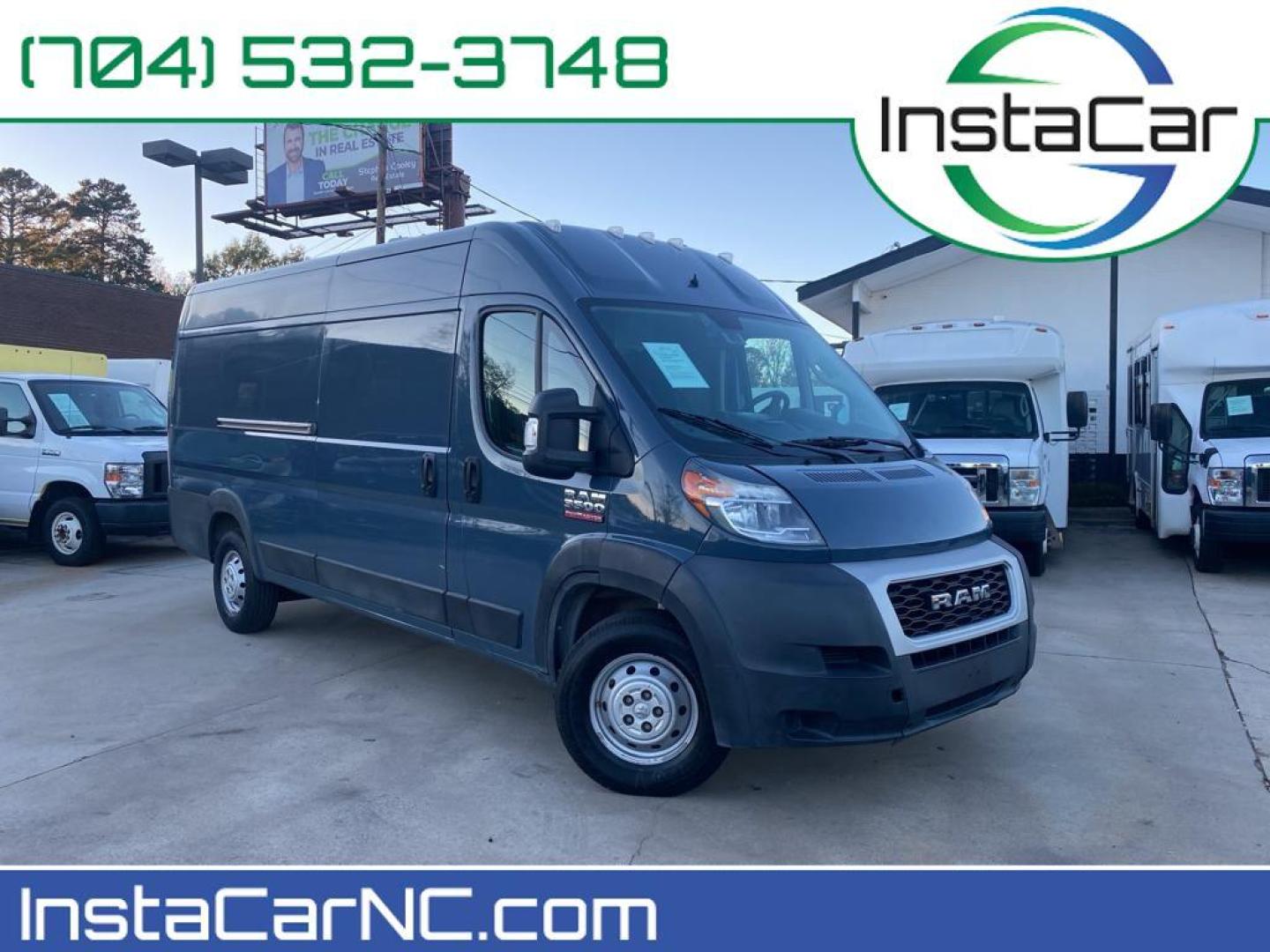 2019 Patriot Blue Pearlcoat /Black Ram ProMaster 3500 High Roof (3C6URVJGXKE) with an V6, 3.6L engine, 6-speed automatic transmission, located at 3147 E Independence Blvd, Charlotte, NC, 28205, 35.200268, -80.773651 - <b>Equipment</b><br>Bluetooth technology is built into the vehicle, keeping your hands on the steering wheel and your focus on the road. This 1 ton van has a clean CARFAX vehicle history report. Protect this Ram ProMaster 3500 from unwanted accidents with a cutting edge backup camera system. Good Ne - Photo#0