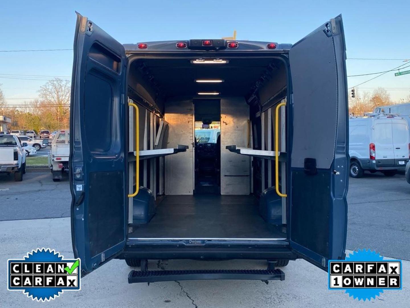 2019 Patriot Blue Pearlcoat /Black Ram ProMaster 3500 High Roof (3C6URVJG7KE) with an V6, 3.6L engine, 6-speed automatic transmission, located at 3147 E Independence Blvd, Charlotte, NC, 28205, 35.200268, -80.773651 - <b>Equipment</b><br>Our dealership has already run the CARFAX report and it is clean. A clean CARFAX is a great asset for resale value in the future. See what's behind you with the back up camera on it. This vehicle is a certified CARFAX 1-owner. This unit features a hands-free Bluetooth phone syst - Photo#26